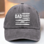 Carrying My Crew On My Cap - Family Personalized Custom Vintage Washed Denim Baseball Cap - Father's Day, Gift For Dad, Grandpa - 图片 2