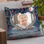 Custom Photo Just Hug This Pillow And Feel Me Here - Memorial Personalized Custom Pillow - Sympathy Gift For Family Members