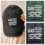 Carrying My Crew On My Cap - Family Personalized Custom Vintage Washed Denim Baseball Cap - Father's Day, Gift For Dad, Grandpa - 图片 7