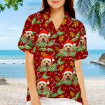 Candy Cane & Gingerbread Pattern - Dog & Cat Personalized Custom Unisex Hawaiian Shirt - Upload Image, Dog Face, Cat Face - Summer Vacation Gift, Gift For Pet Owners, Pet Lovers - 图片 5