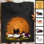 Enjoy The Halloween Night With Your Cats - Personalized Unisex T-Shirt - 图片 2