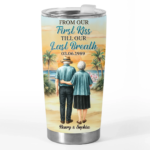 Custom Tumbler - Personalized Anniversary Wedding Gifts For Husband And Wife, Him And Her - First Kiss, Endless Love Journey - 图片 2