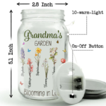 Grandma's Garden Is Grown With Seeds Of Love - Family Personalized Custom Mason Jar Light - Gift For Grandma - 图片 4