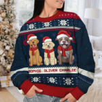 Christmas Cats - Personalized Custom Unisex Ugly Christmas Sweatshirt, Wool Sweatshirt, All-Over-Print Sweatshirt - Gift For Cat Lovers, Pet Lovers, Christmas Gift - 图片 2