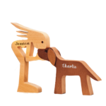 The Love Between You And Your Fur-Friend - Gift For Pet Lovers - Wood Sculpture Table Ornaments, Carved Wood Decor