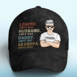 Dad Is My Hero - Family Personalized Custom Hat, All Over Print Classic Cap - Father's Day, Birthday Gift For Dad, Grandpa