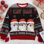 World's Best Cat Mom - Personalized Custom Unisex Ugly Christmas Sweatshirt, Wool Sweatshirt, All-Over-Print Sweatshirt - Gift For Cat Lovers, Pet Lovers, Christmas Gift