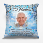 Custom Photo A Hug From Heaven - Memorial Personalized Custom Pillow - Sympathy Gift For Family Members