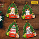 Under The Christmas Tree - Personalized Custom Pine Tree Shaped Wood Christmas Ornament - 图片 2