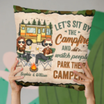 Let's Sit By The Campfire - Gift For Camping Couples, Personalized Pillow (Insert Included) - 图片 4