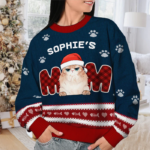 We're Cat Parents - Personalized Custom Unisex Ugly Christmas Sweatshirt, Wool Sweatshirt, All-Over-Print Sweatshirt - Gift For Cat Lovers, Pet Lovers, Christmas Gift - 图片 4