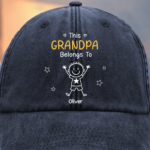 Custom Vintage Washed Denim Baseball Cap - Personalized Birthday Gifts For Dad, Grandpa - My Crew Makes Me Smile - 图片 4