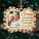 Personalized Custom Benelux Shaped Wood Photo Christmas Ornament - Upload Image, Gift For Couple, Husband Wife, Anniversary, Engagement, Wedding, Marriage Gift, Christmas Gift - 图片 2