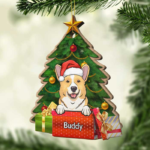 Under The Christmas Tree - Personalized Custom Pine Tree Shaped Wood Christmas Ornament