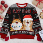 World's Best Cat Mom - Personalized Custom Unisex Ugly Christmas Sweatshirt, Wool Sweatshirt, All-Over-Print Sweatshirt - Gift For Cat Lovers, Pet Lovers, Christmas Gift - 图片 3