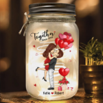 Couple Personalized Custom Mason Jar Light - Gift For Husband Wife, Anniversary