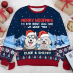 Dear Dog Dad & Dog Mom, We Woof You - Personalized Custom Unisex Ugly Christmas Sweatshirt, Wool Sweatshirt, All-Over-Print Sweatshirt - Gift For Dog Lovers, Pet Lovers, Christmas Gift - 图片 3