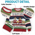 We Need A Beer And Our Cats - Dog & Cat Personalized Custom Ugly Sweatshirt - Unisex Wool Jumper - Christmas Gift For Husband Wife, Pet Owners, Pet Lovers - 图片 4