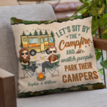 Let's Sit By The Campfire - Gift For Camping Couples, Personalized Pillow (Insert Included) - 图片 3