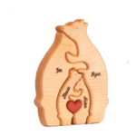 Family Personalized Custom Bear Shaped Wooden Art Puzzle - Wooden Pet Carvings, Wood Sculpture Table Ornaments, Carved Wood Decor - Gift For Family Members - 图片 3