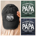 Papa Life, Best Life - Family Personalized Custom Vintage Washed Denim Baseball Cap - Father's Day, Gift For Dad, Grandpa - 图片 5
