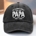 Papa Life, Best Life - Family Personalized Custom Vintage Washed Denim Baseball Cap - Father's Day, Gift For Dad, Grandpa - 图片 3