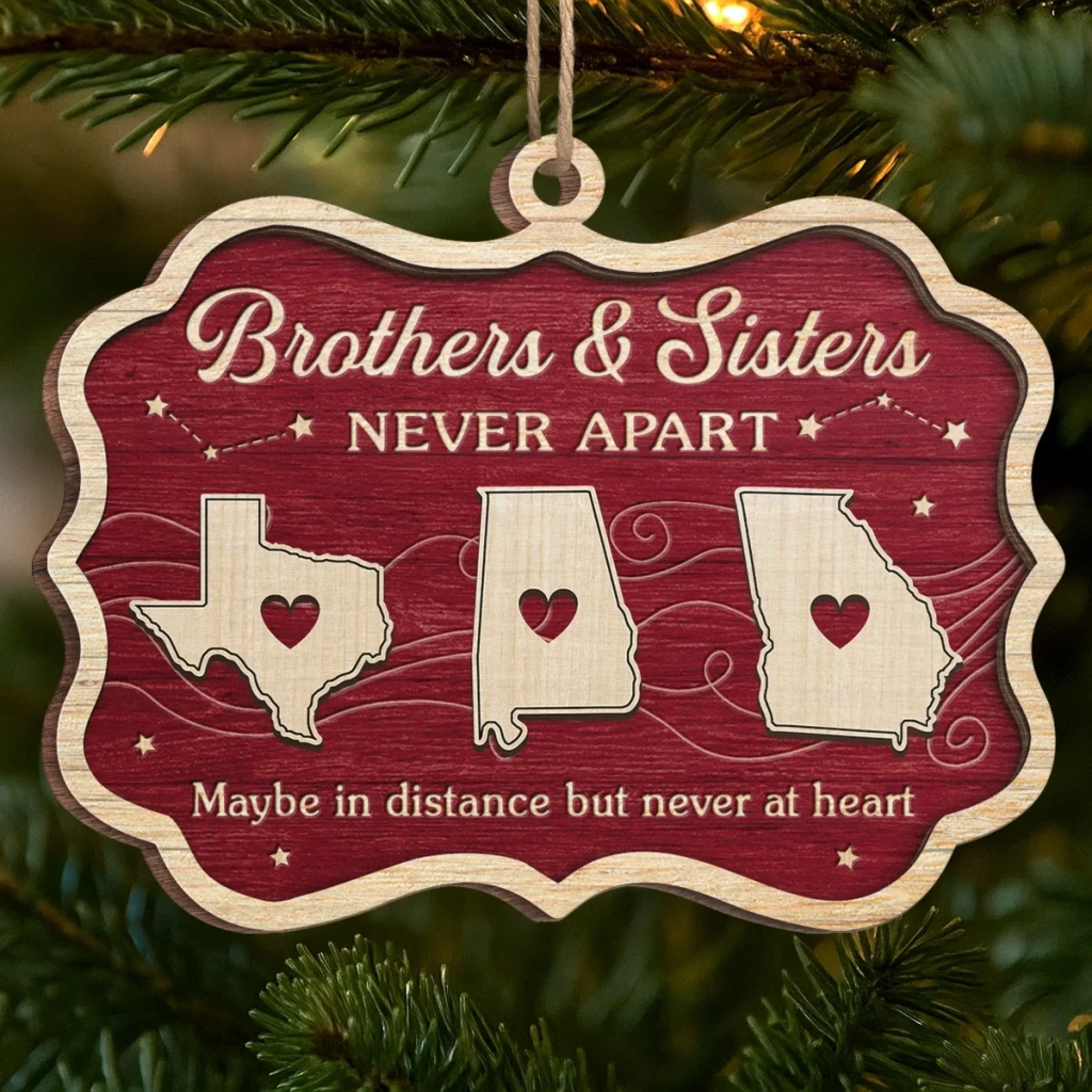 微信图片_20251218152740_424_5 Custom Long Distance Wood Ornament - Personalized Christmas Birthday Gifts For Brother, Sister - Sibling Love Knows No Borders - 图片 1