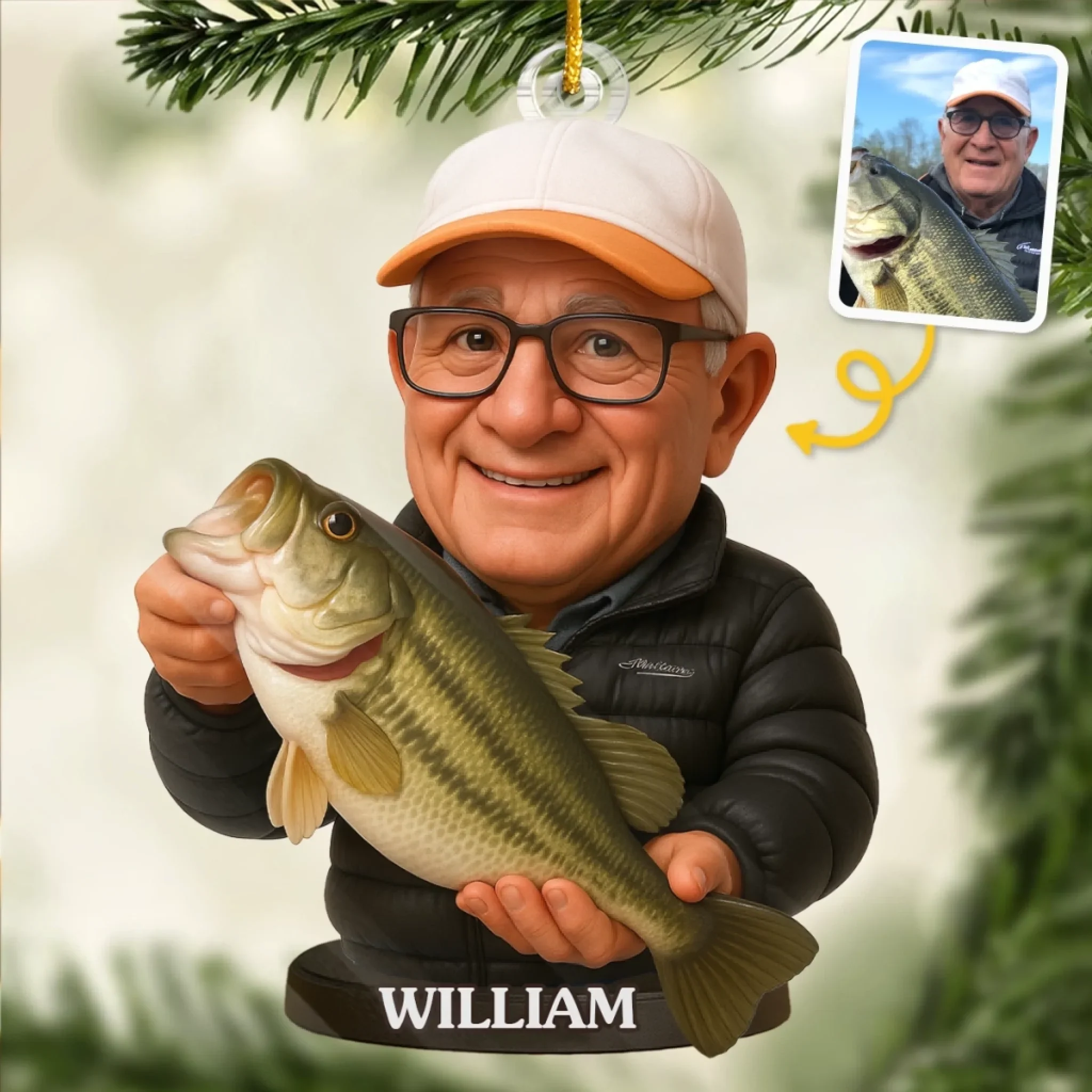 微信图片_20251218153235_430_5 Custom Photo Acrylic Ornament - Personalized Christmas Birthday Fishing Gifts For Fisherman - Hooked On Happiness - 图片 1